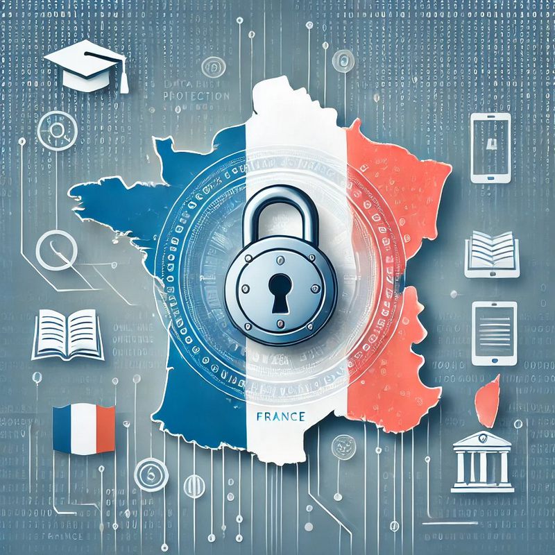 un symbole de cadenas intégré à une carte numérique de la France, symbolisant la protection des données.  
