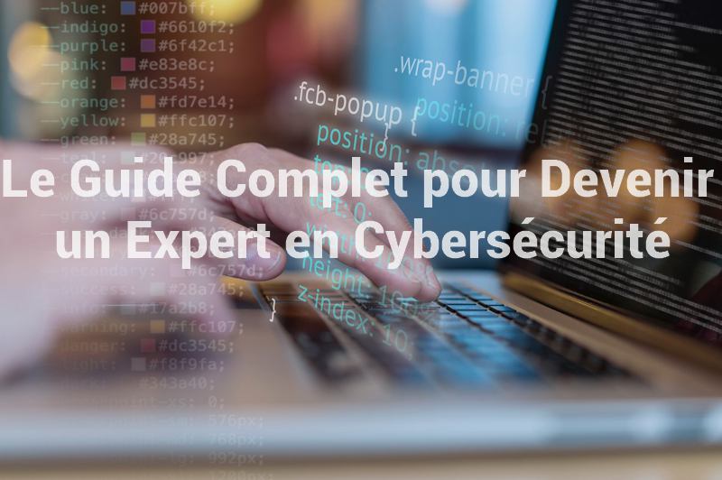 Écran d’ordinateur affichant du code et des icônes de cybersécurité, avec le texte : Formation Sécurité Informatique : Comment Devenir un Expert en Cybersécurité 